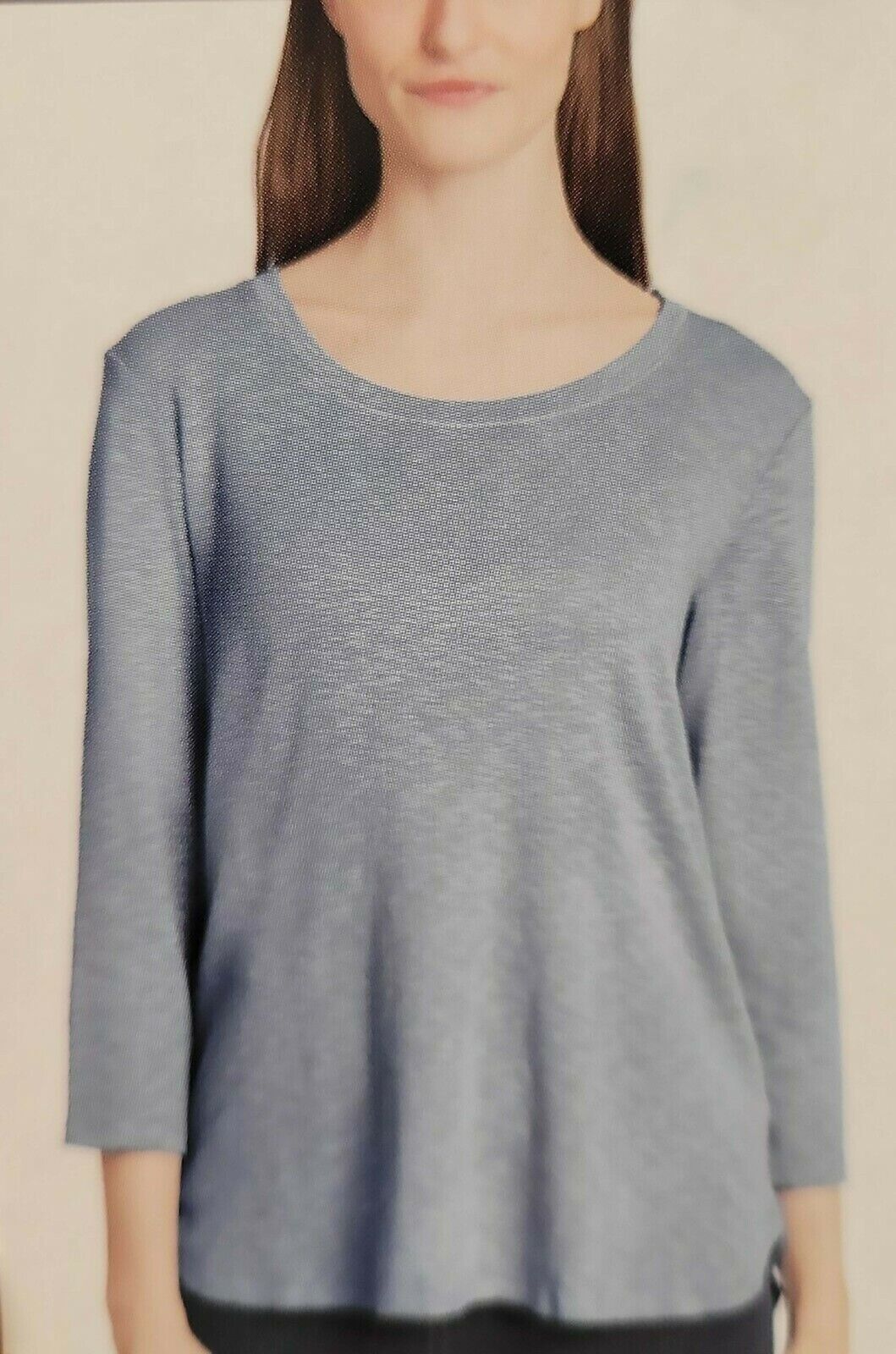 Gloria Vanderbilt Women's 3/4 Sleeve Slub Tee, BLUE VINTAGE WASH, S
